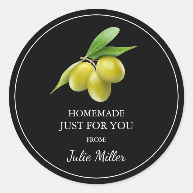 Fait maison juste pour vous étiquette d'olive (Devant)