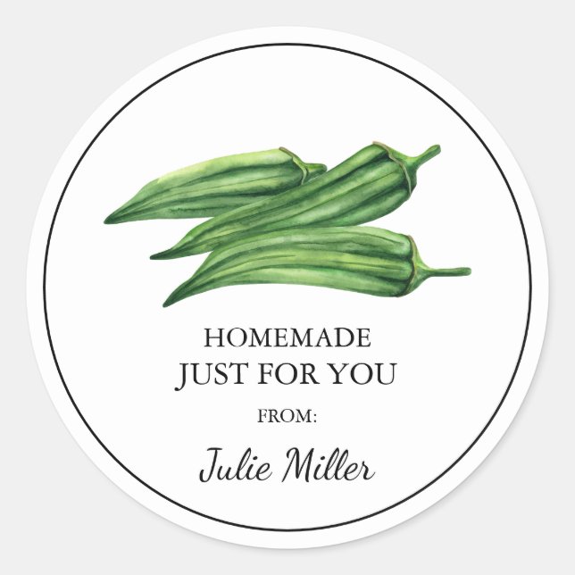 Fait maison juste pour vous étiquette okra (Devant)