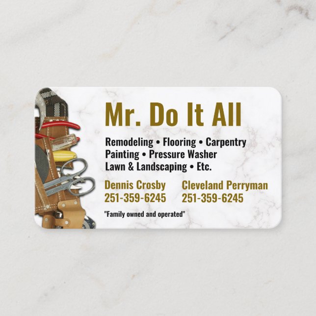 Faites-Le Tout Handyman Famille Carte de visite Pr (Devant)