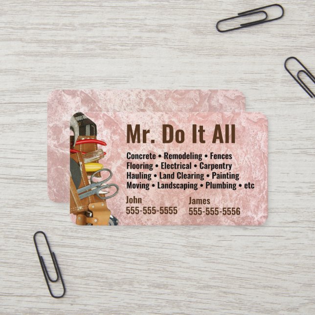 Faites tout Carte de visite Handyman (Devant/Arrière en situation)