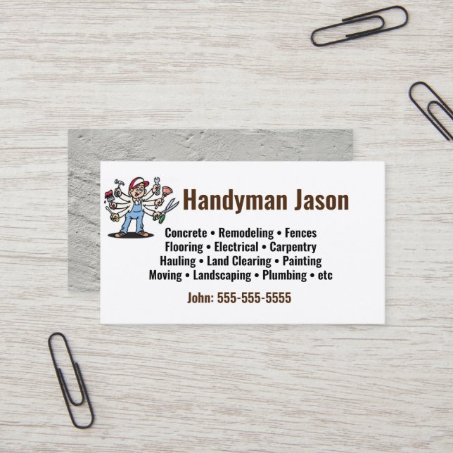 Faites tout Carte de visite Handyman (Devant/Arrière en situation)