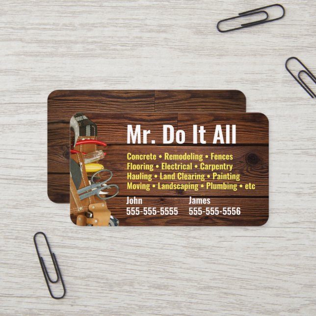 Faites tout Carte de visite Handyman (Devant/Arrière en situation)