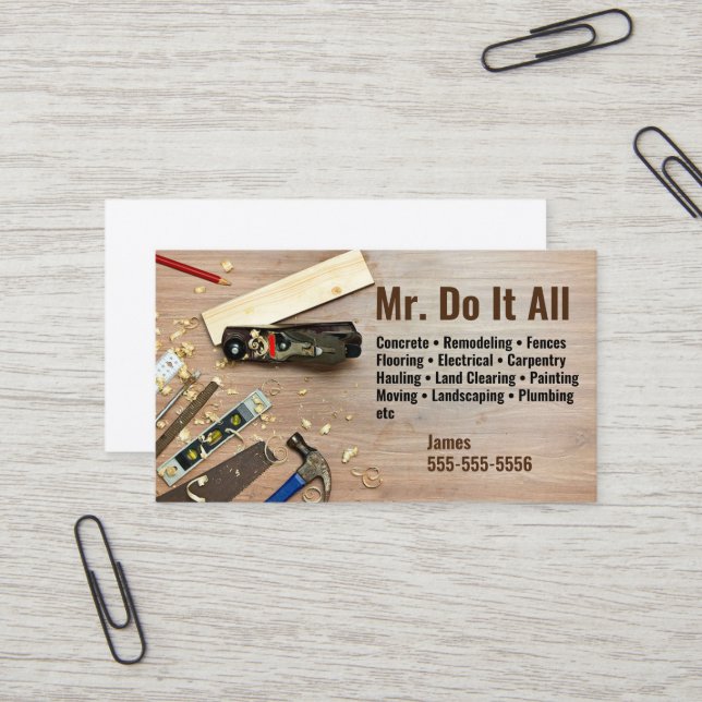 Faites tout Carte de visite Handyman (Devant/Arrière en situation)