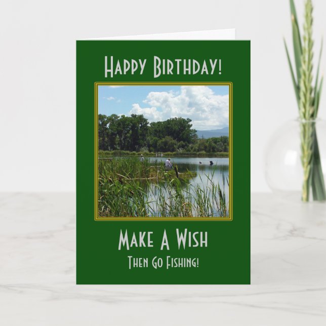Faites un souhait pêchant la carte d'anniversaire (Devant)