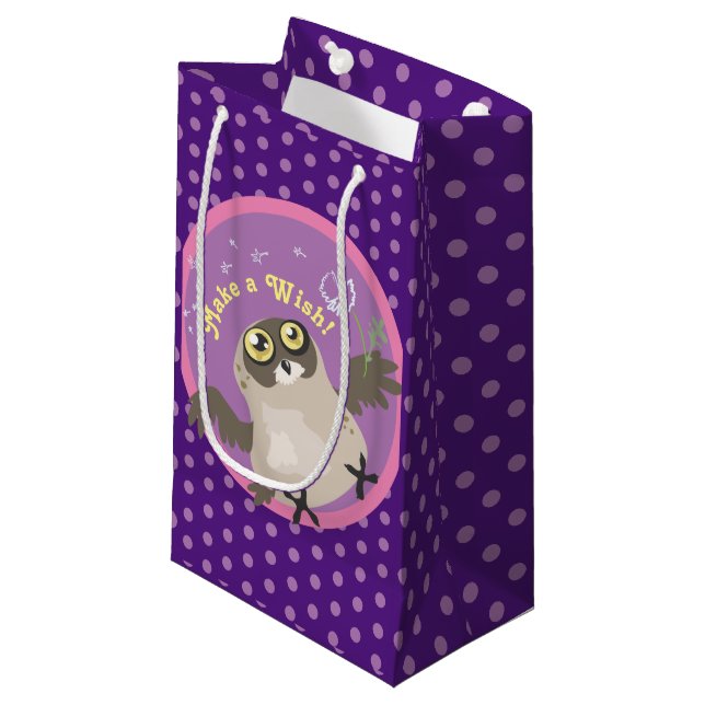 Faites un voeu ! Petit sac cadeau de hibou (Devant Angle)