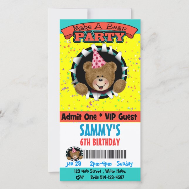 Faites une invitation à une fête d'ours (Devant)