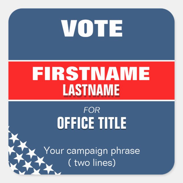 Faites votre autocollant carré de campagne (Devant)
