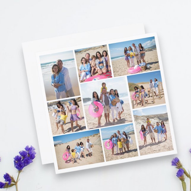 Faites votre propre 9 photo Collage de carte perso (Make Your Own 9 Photo Collage Personalized Cards from Ricaso. Create your own DIY cards & gifts)