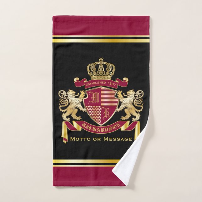 Faites votre propre blason d'armoiries d'or rouge (Serviette à main)