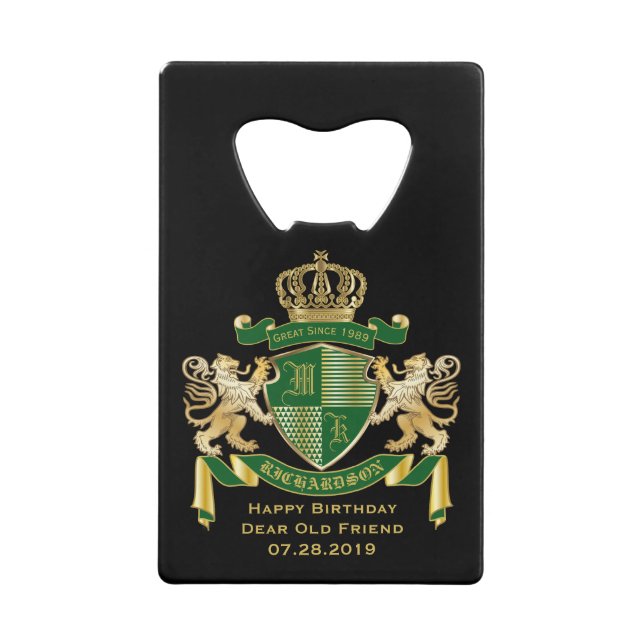 Faites votre propre blason Green Gold Lion Emblem (Devant)