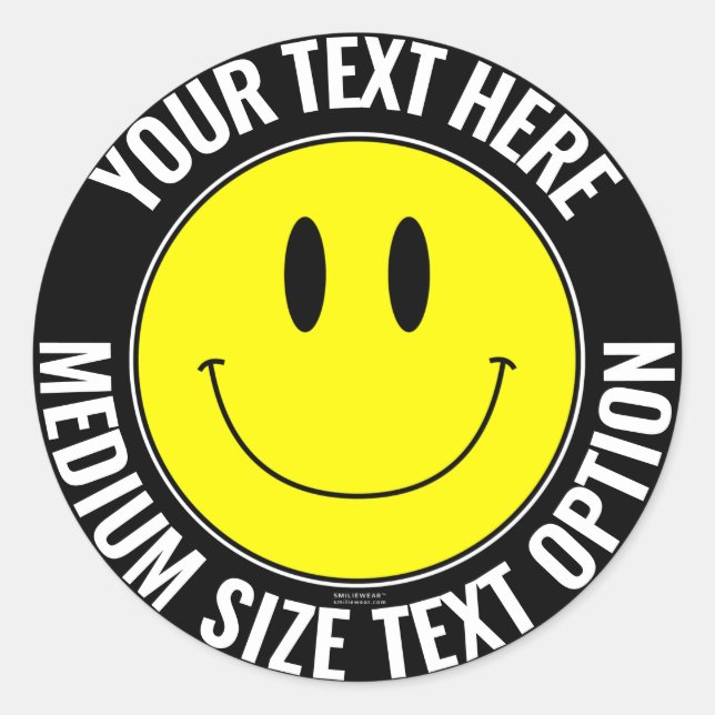 Faites votre propre Smilie Sticker rond (texte moy (Devant)