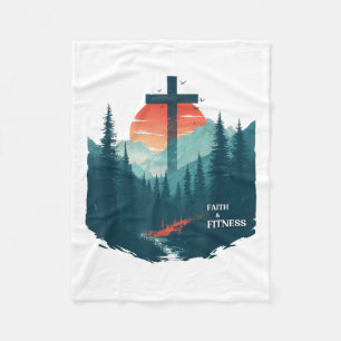 Faith &amp; Fitness Christian - Workout Motivation Fleece Blanket
