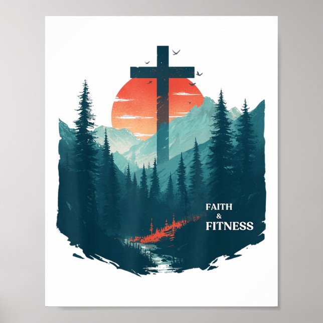 Faith &amp; Fitness Christian - Workout Motivation Poster (Front)