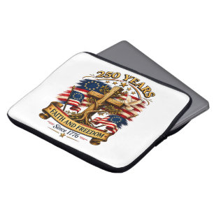 Faith and Freedom 250 Years Patriotic Cross Laptop Sleeve