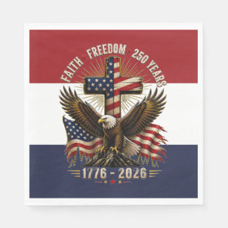 Faith and Freedom Patriotic Eagle Art | 250 Years Napkin