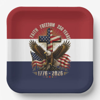 Faith and Freedom Patriotic Eagle Art | 250 Years Paper Plate