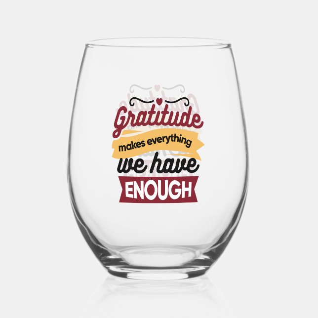 Faith and Gratitude Artwork – Uplifting Christian  Stemless Wine Glass (Front)