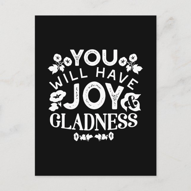 Faith and Happiness – Joy and Gladness Quotes Postcard (Front)