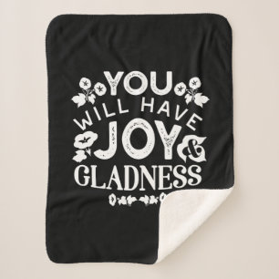 Faith and Happiness – Joy and Gladness Quotes Sherpa Blanket