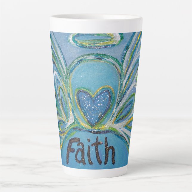 Faith Angel Word Art Custom Latte Mug Cup (Devant)
