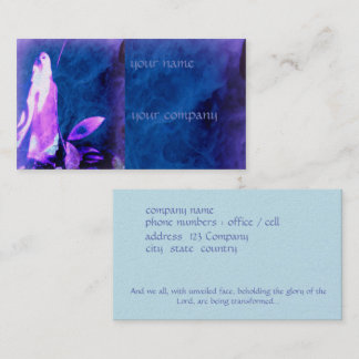 Faith based business card, praying figure on blue business card