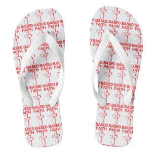 Faith Based Cross And Heart White All-Over Flip Flops