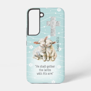 Faith Based Pastel Turquoise Floral Lambs Cross  Samsung Galaxy Case