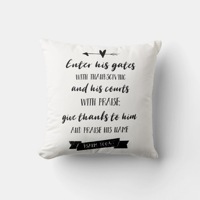 Faith based Psalms Christian Scripture Typography Throw Pillow (Front)