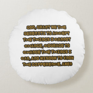 Faith Based Serenity Prayer Quote Round Pillow