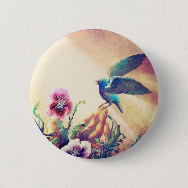Faith Bird 2 Inch Round Button (Front)
