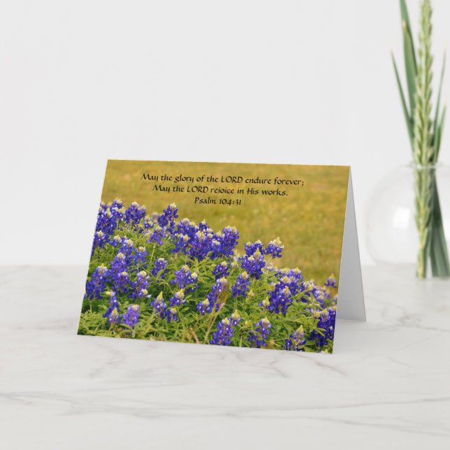 Faith Bluebonnet Bible Verse Note Card (Front)