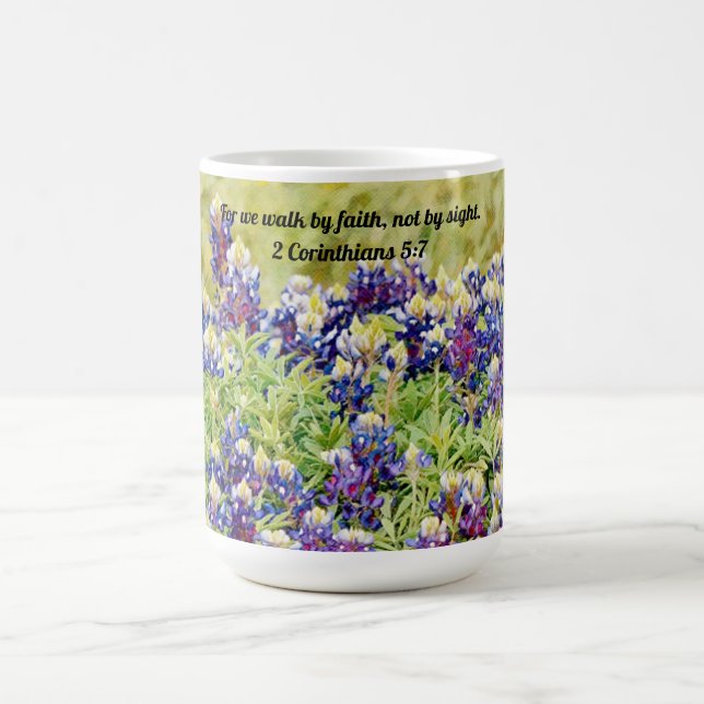 Faith Bluebonnets Fleur Écriture Faith Mug (Centre)
