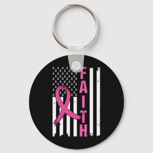 Faith Breast Cancer Awareness Pink Ribbons America Keychain
