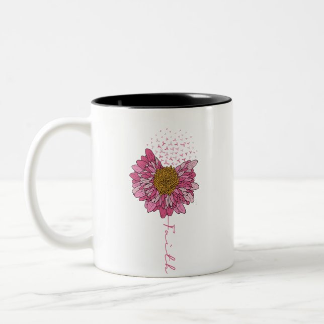 Faith- Breast Cancer Awareness Two-Tone Coffee Mug (Left)