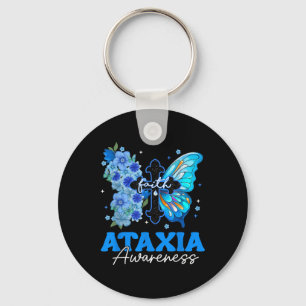 Faith Butterfly Christian Cross Ataxia Awareness Keychain