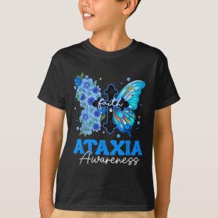 Faith Butterfly Christian Cross Ataxia Awareness  T-Shirt