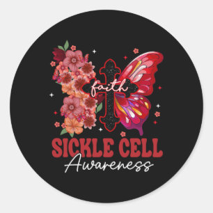 Faith Butterfly Christian Cross Sickle Cell Awaren Classic Round Sticker