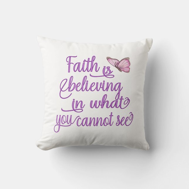 Faith Butterfly Throw Pillow (Front)