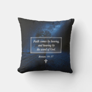 Faith By The Word Of God Christian Bible Verse Throw Pillow