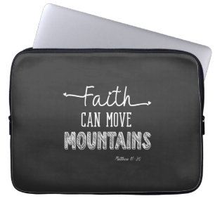 Faith Can Move Mountains Black and White Design Laptop Sleeve