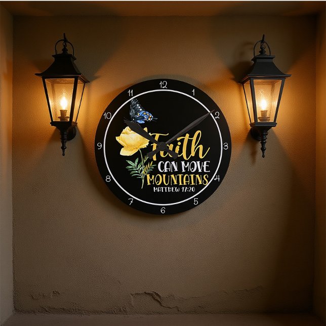 Faith Can Move Mountains Butterfly and Rose  Round Clock (Creator Uploaded)