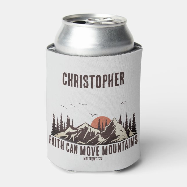 Faith Can Move Mountains Christian Gift for Him Cooler (Can Front)