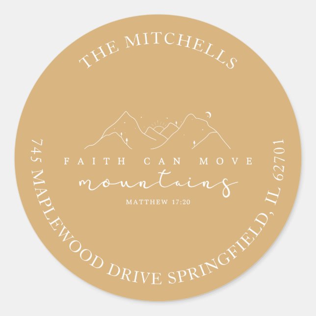 Faith Can Move Mountains Custom Address Sticker (Front)