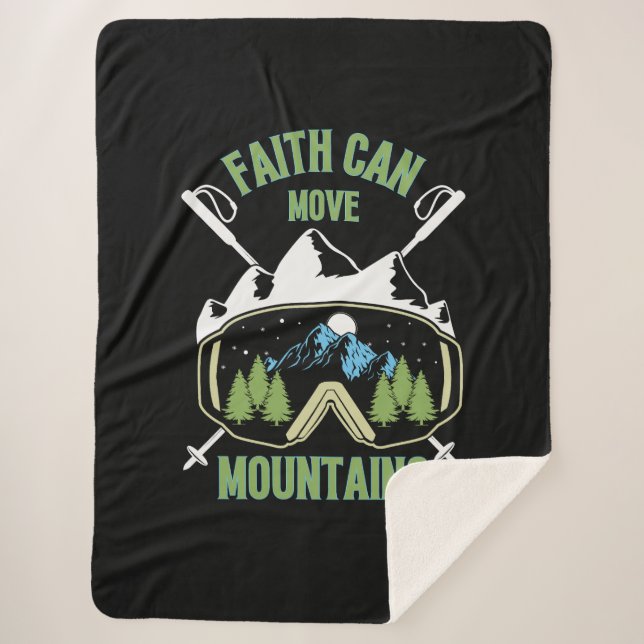 Faith Can Move Mountains Quote Sherpa Blanket (Front)