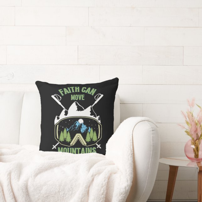 Faith Can Move Mountains Quote Throw Pillow (Couch)