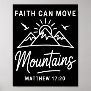 Faith can move mountains retro sunset bible verse poster