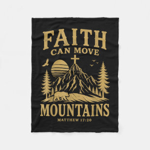 Faith can move mountains retro sunset christian fleece blanket