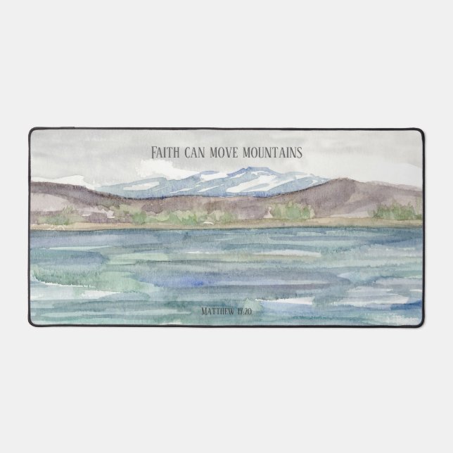 Faith Can Move Mountains Scripture Matthew 17:20 Desk Mat (Front)