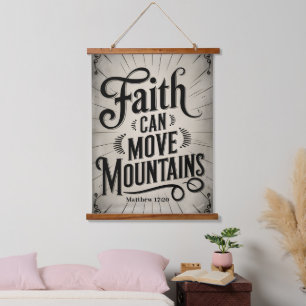 Faith Can Move Mountains Vintage Christian Wall Hanging Tapestry
