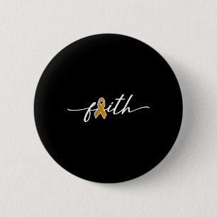 Faith Childhood Cancer Awareness Gold Ribbon Fight 2 Inch Round Button